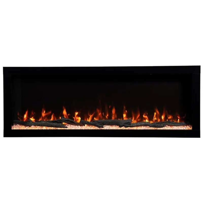 Lareira Elétrica De Embutir A46x127l Cm Com Controle Remoto, 10 Cores De Chama E Compatível Com Google E Alexa , 110v 1465w, Ember, Preta