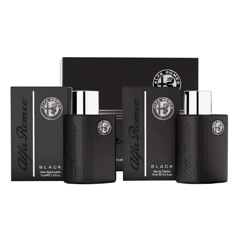 Kit Alfa Romeo Black Collection - Perfume Masculino edt 75ml e Pós Barba 75 ml