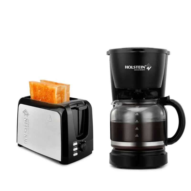 Kit Torradeira Preta 2 Fatias + Cafeteira Preta 1,8l 220V Holsten