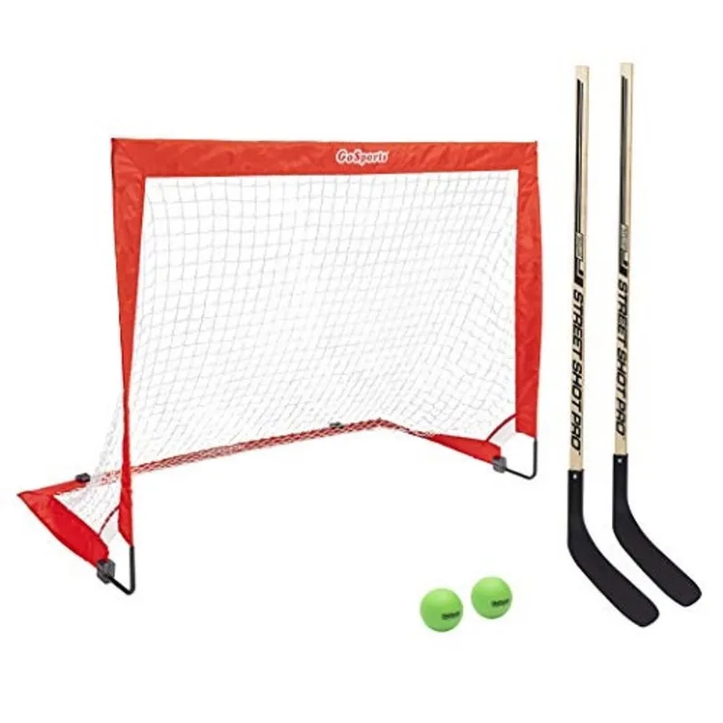Conjunto GoSports Hockey Street - Inclui gol pop-up e 2 tacos de hóquei com 2 bolas de hóquei