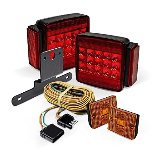 Led Trailer Light Kit c/Amber Marker Lights dot fmvss 108 sae S2T2IA/APC tbt & Placa Light & Wiring Harness IP67 Submersible Waterproof Moto Boat Trai - Não Disponível