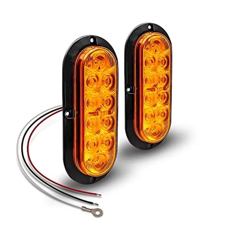 2pc 6 polegadas Amber Oval LED Reboque Tail Light Kit dot fmvss 108 sae I6P Surface-Mount IP67 Waterproof Park & Turn Signal Marine Trailer Lights for Boat Trailer rv Trucks