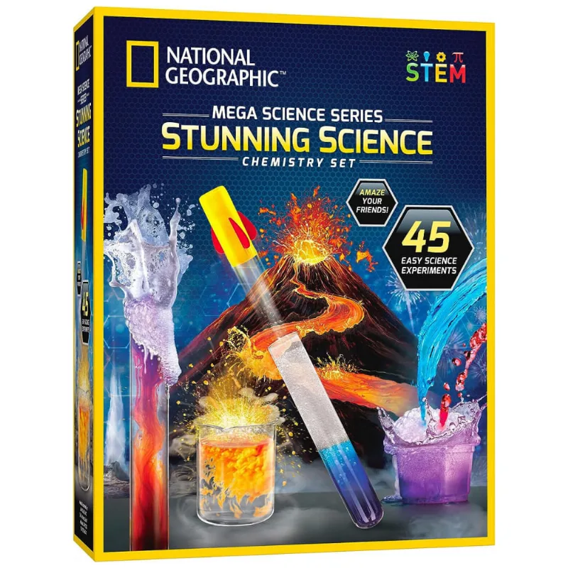 Kit com mais de 15 Experimentos Incluindo Vulcão em Erupção, NATIONAL GEOGRAPHIC NGMEGACHEMX, Azul 110v