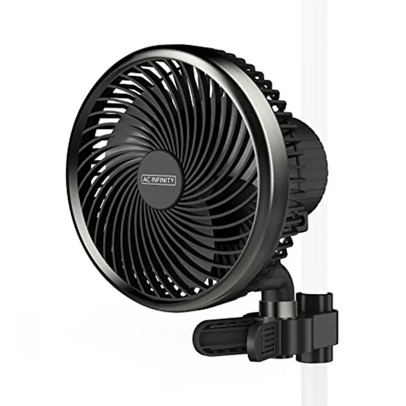 Ac Infinity cloudray A6, Grow Tent Clip Fan 6 com 10 velocidades, EC-Motor, Weatherproof IP-44, Quiet Hydroponics Circulation Cooling (preto, giro manual)