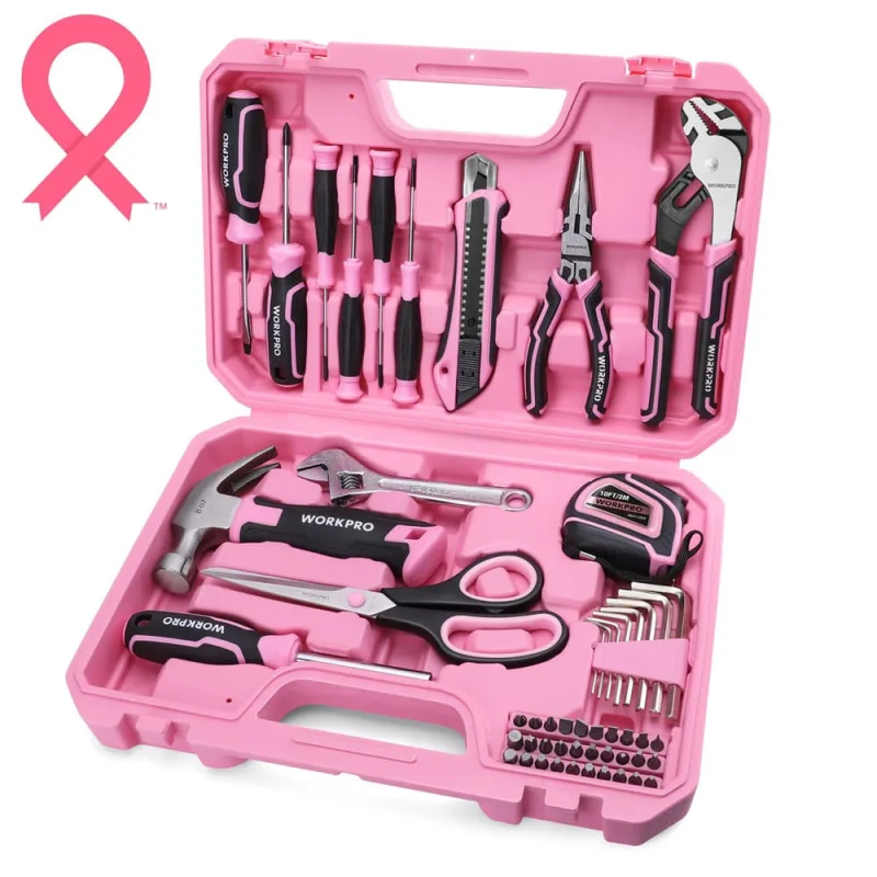 Conjunto de ferramentas workpro de 52 peças rosa para mulheres com caixa de ferramentas de armazenamento - Não Disponível