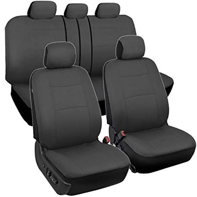 Bdk PolyPro Carro Seat Cobre Conjunto Completo em Carvão Sólido – Tampa do banco de banco dianteiro e traseiro split, fácil de instalar, tampas internas para Suv van de caminhão automático