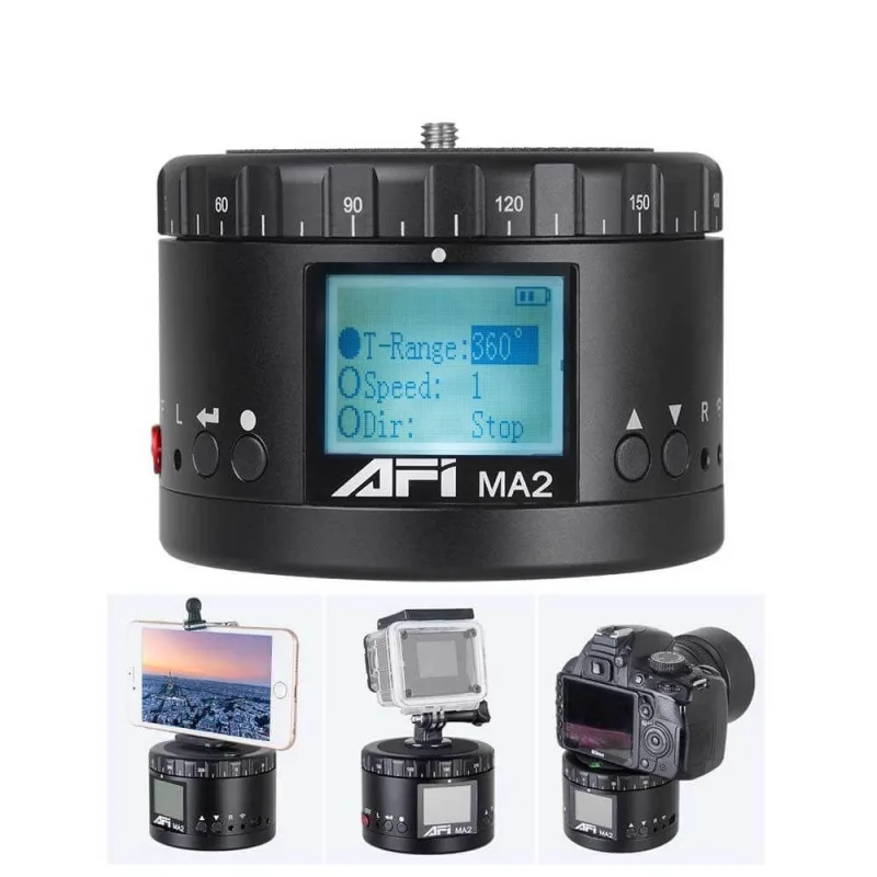 Cabeça Panorâmica Motorizada afi MA2 360° Time-Lapse para Câmeras Mirrorless, dslr e Smartphones - Não Disponível