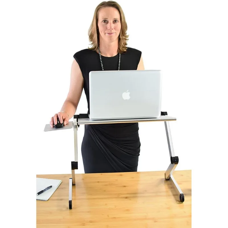 WorkEZ Cool Cooling Laptop Cooling Stand e Lap Desk Tray for Bed Couch com 2 ventiladores 3 portas USB Mouse Pad cinza