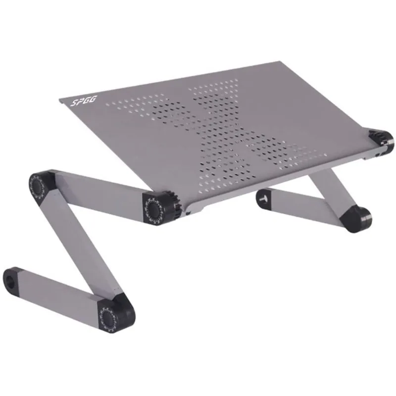 Mesa dobrável de prata para laptop suporte ajustável para laptop cinza
