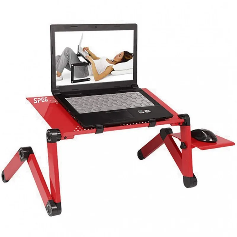 Mesa dobrável vermelha para laptop suporte ajustável mesa portátil dobrável com placa de mouse pad