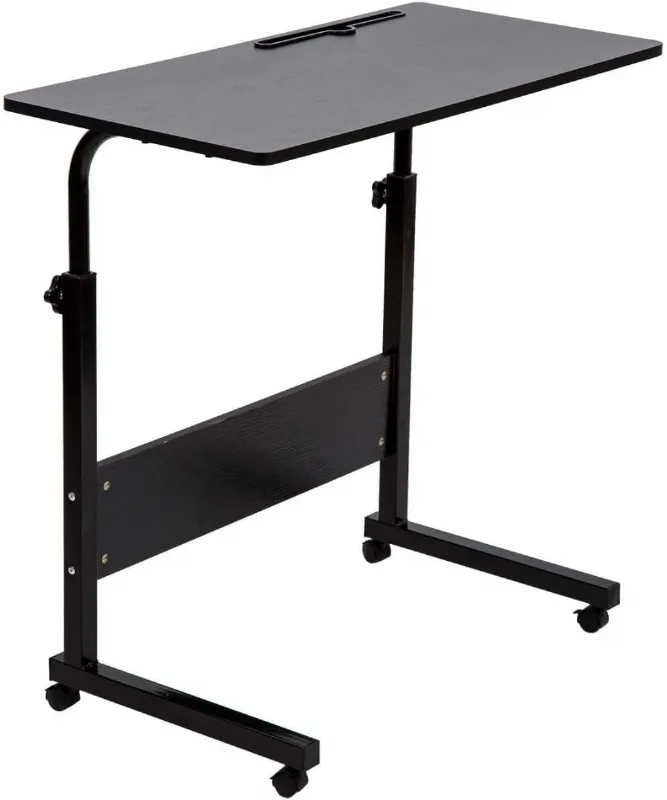 Mesa bandeja SIDUCAL mesacama lateral ajustável para sofá Mesa portátil com rodas Mesa sobreposta Carrinho para laptop preto