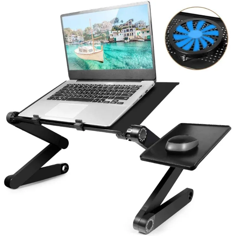 Mesa para laptop suporte ajustável para laptop com grande ventilador de resfriamento e mouse pad