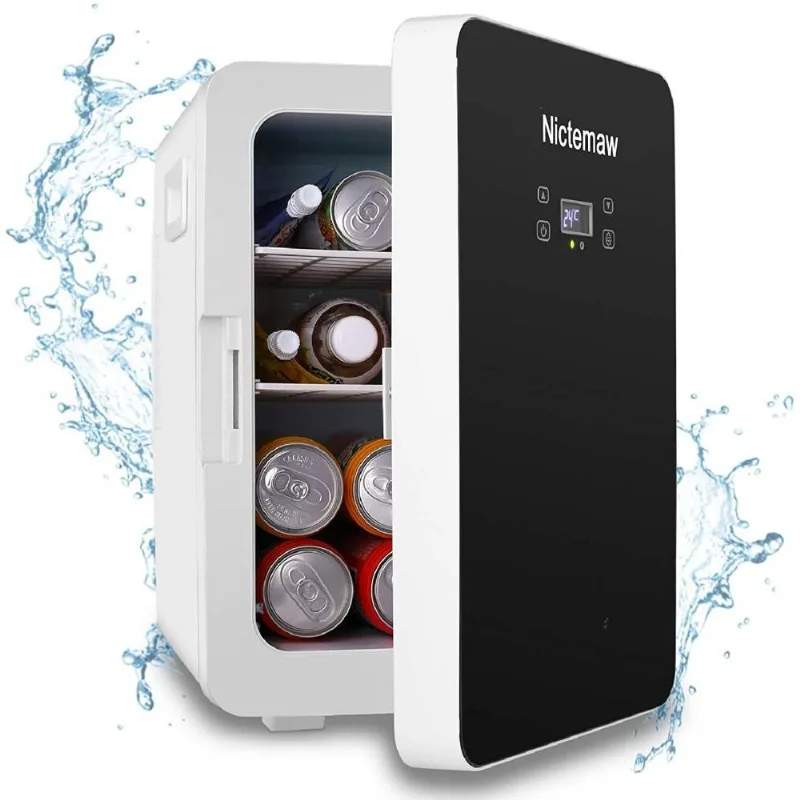 Mini Geladeira Automotiva Nictemaw, Portátil, Display LCD, 20L, Branco/Preto