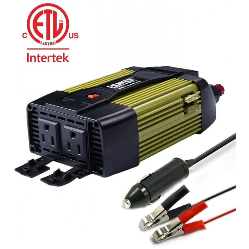 Inversor De Potencia 300w 12v Para Ac Liga De Aluminio Porta De Carregamento Usb, 110v, Erayak, Dourado Escuro