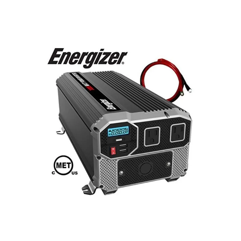Inversor de Potência Energizer 3000W Power 12V Para 110V AC 2 Portas de Carregamento USB