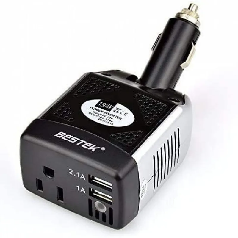 Inversor de Potência BESTEK 150W 12V para 110V 2 Portas USB 31A Alta Velocidade e AC 110V