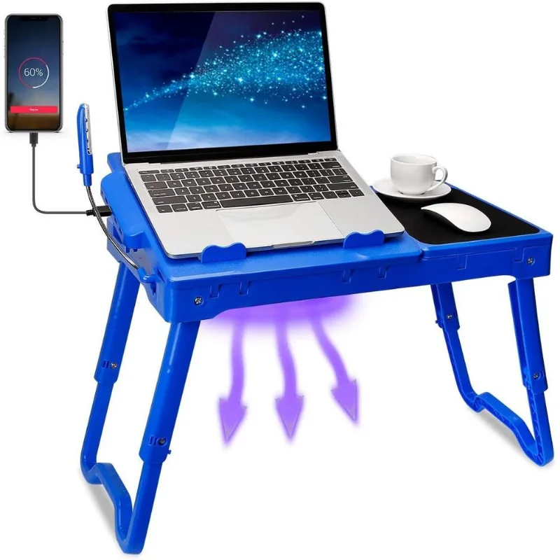 TeqHome Mesa para Laptop Ajustável Apoio pCama c USBLuz LED