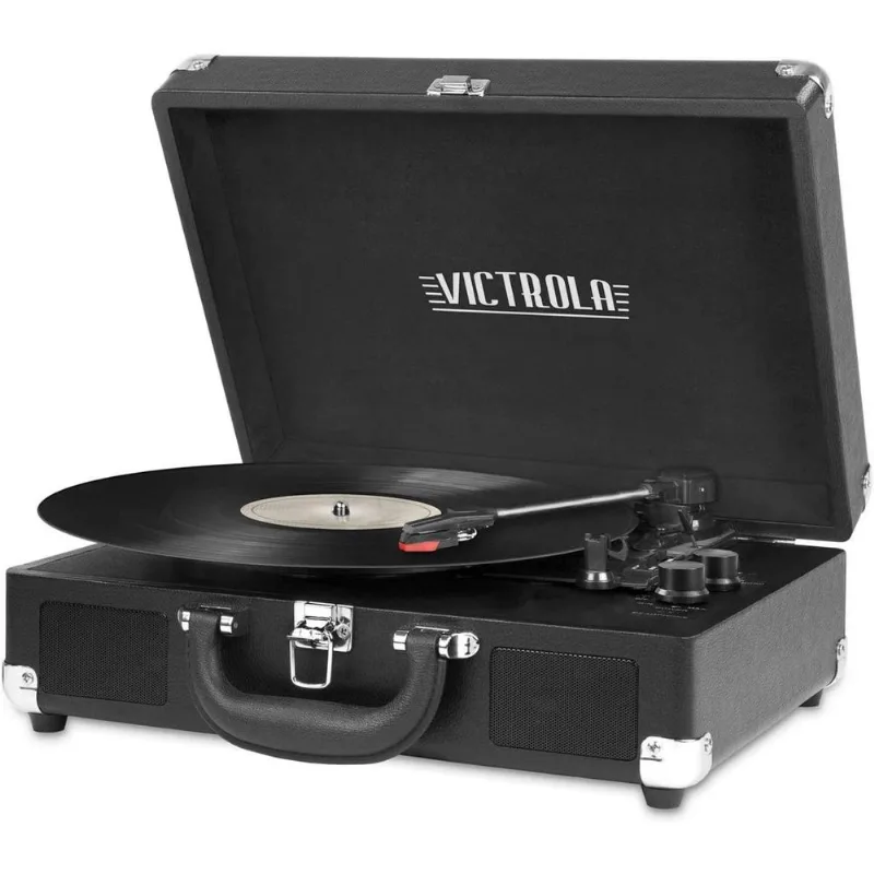 Victrola Vintage TocaDiscos 3 Velocidades Bluetooth com AltoFalantes Mala Portátil
