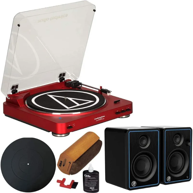 AudioTechnica TocaDiscos Estéreo sem Fio Bluetooth Automático Kit de Limpeza Vinil