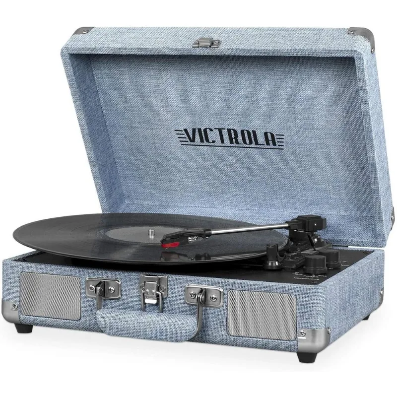 Victrola Vintage TocaDiscos 3 Velocidades Bluetooth com AltoFalantes Embutidos MalaPortátil