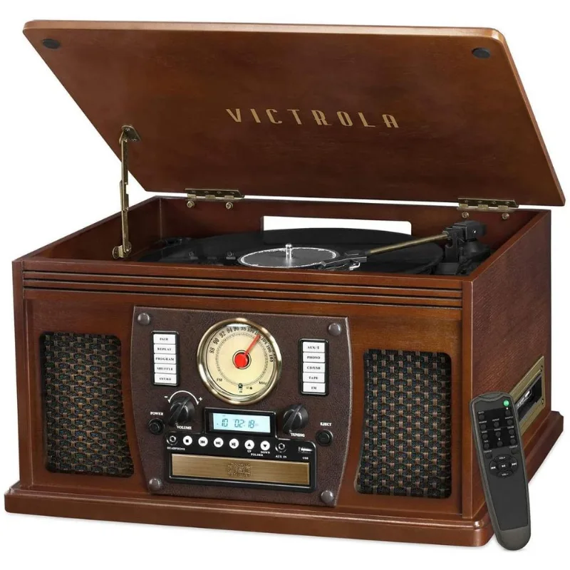 Victrola TocaDiscos 8 em 1 Central Multimidia Bluetooth Altofalantes Estéreos Integrados