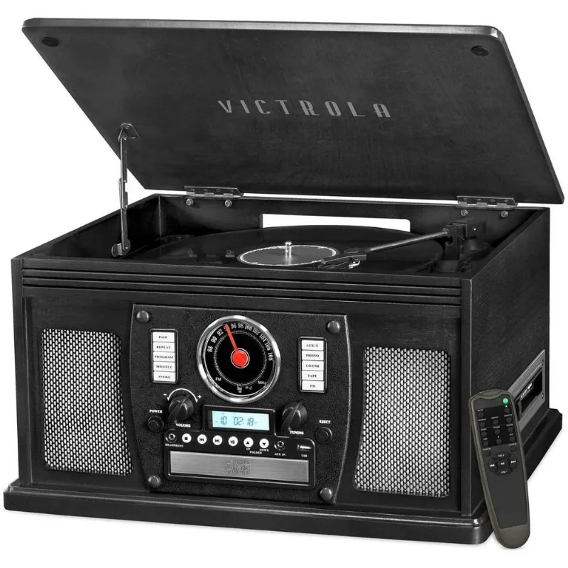 Victrola Clássica Vitrola 8 em 1 Bluetooth Central Multimídia Altofalantes Estéreos Integrados