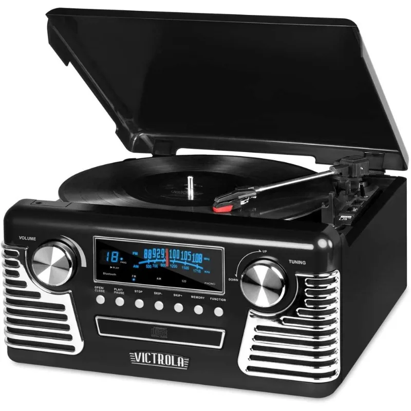 Victrola 50s Retro Toca Discos Central Multimídia Bluetooth Rádio FMAM 3 Velocidades