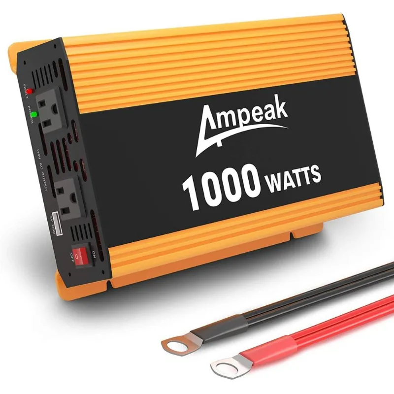 Ampeak Inversor Veicular 1000W 12V DC para 110V AC2 Tomadas ACUSB