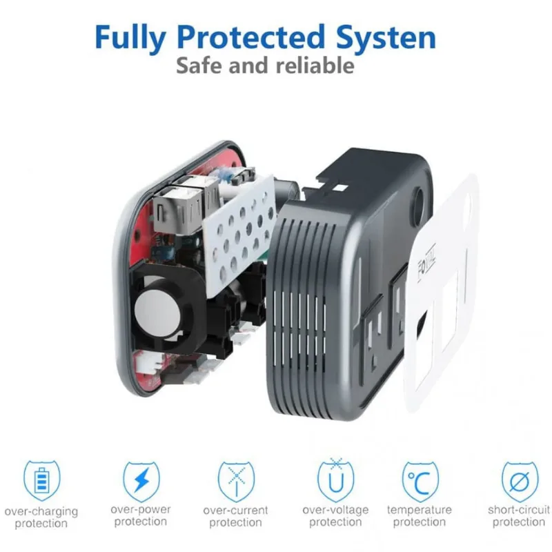 FOVAL Inversor de Potência Automotivo 200W 12V com Carregador de 4 portas USB