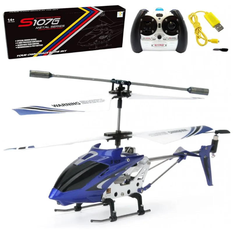 Mini Helicóptero RC com Gyro Crimson de Controle Remoto com 3 Canais, CHEERWING, Azul