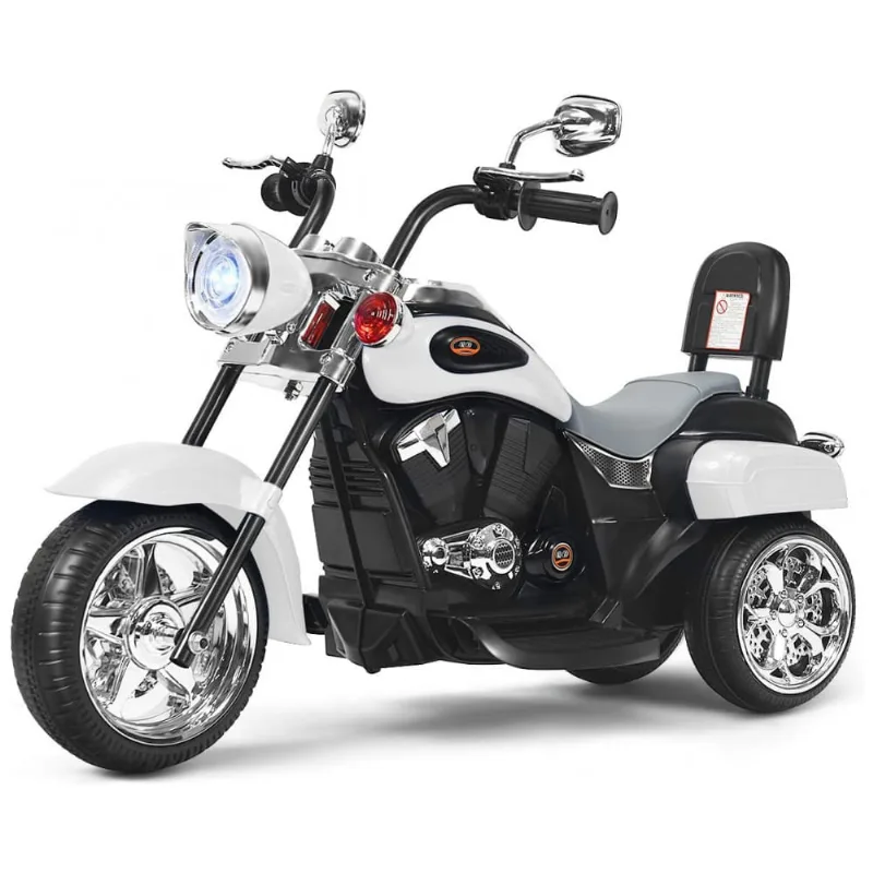 Moto Elétrica 1 Assento 12V, com Luzes de LED, Branca, COSTZON, Branco 110v