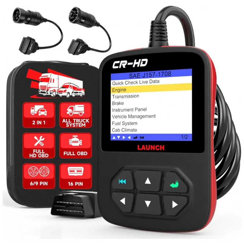 Scanner Automotivo Com Diagnostico Com Modos 1 10, J1587, J1708 E J1939, 12v, Launch Creader Hd Plus, Preto