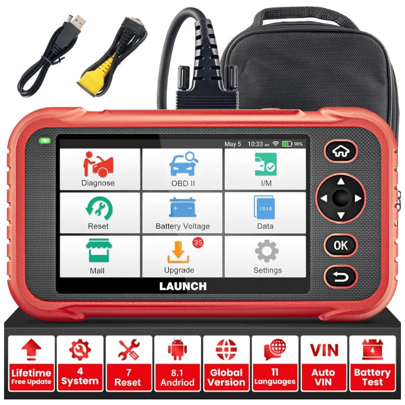 Scanner Automotivo Com Sistema De Diagnóstico Obd2 Wi Fi E Tela De, 12v, Launch, Vermelho