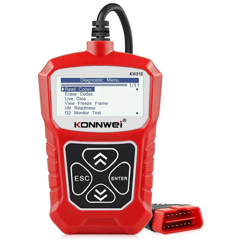 Scanner Automotivo Kw310 Com Diagnostico De 10 Modos De Obd2, 12v, Konnwei, Vermelho