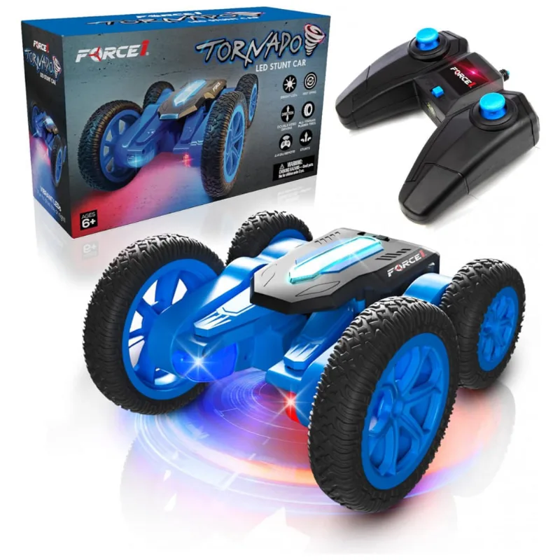 Carrinho de Controle Remoto, 4WD 2.4 Ghz, 360 com Bateria Recarregável, FORCE1, Azul