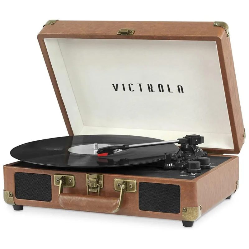 Vitrola Toca Discos 3 Velocidades, Entrada Aux, 45 Rpm, 110v, Victrola Vsc 550bt Brw, Marrom