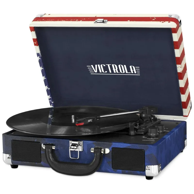 Vitrola Toca Discos 3 Velocidades, Entrada Aux, 45 Rpm, 110v, Victrola Vsc 550bt Usa, Azul