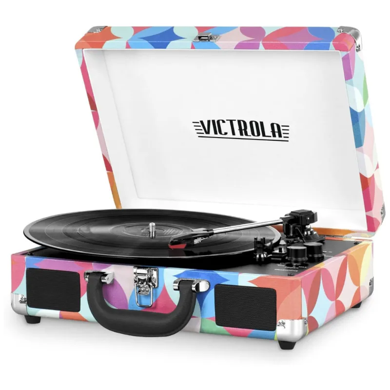 Vitrola Toca Discos 3 Velocidades, Entrada Aux, 45 Rpm, 110v, Victrola Vsc 550bt P3, Rosa