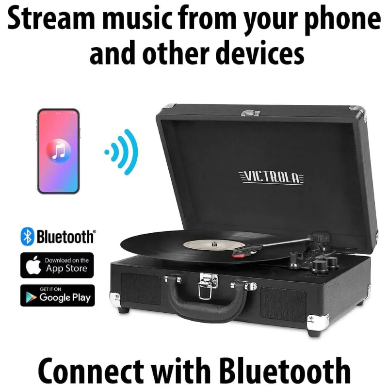 Vitrola Toca Discos 3 Velocidades, Com Bluetooth, 45 Rpm, 110v, Victrola Vsc 550bt Tu, Azul