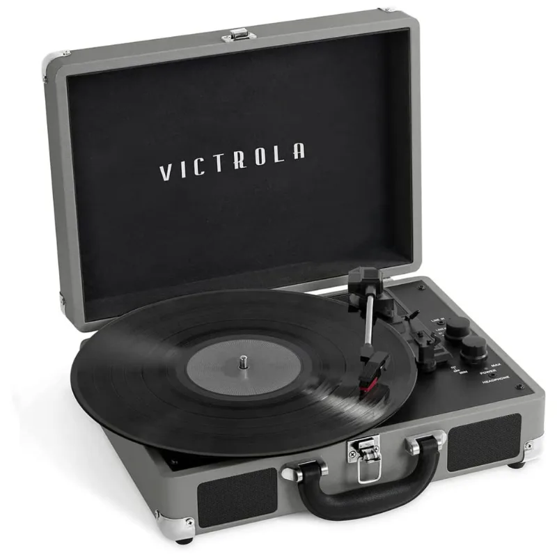 Vitrola Toca Discos 3 Velocidades, Com Bluetooth, 45 Rpm, 110v, Victrola Vsc 550bt Nwg Sdf, Cinza