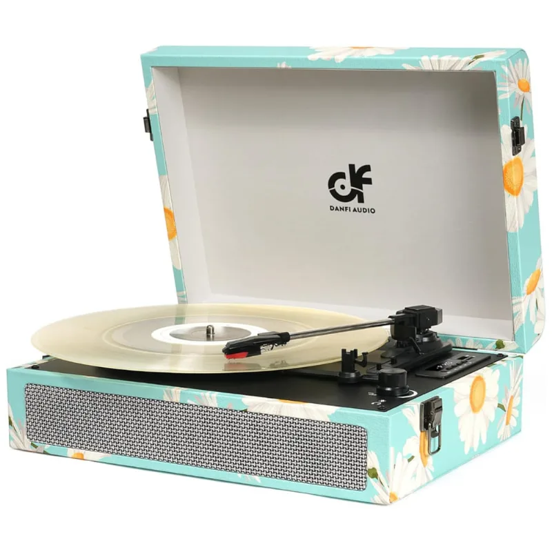 Danfi Audio Df Te 012 Vitrola, Toca Discos C, Plataforma 3 Velocidades, Sem Fio, 78 Rpm, Azul