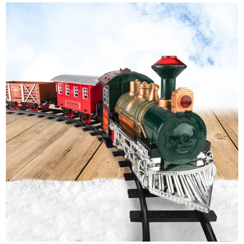 Conjunto de Trem Trenzinho Elétrico Escala 187, 4 Cavalos e 10 Trilhos, ATLASONIX TrainSet2019, Verde