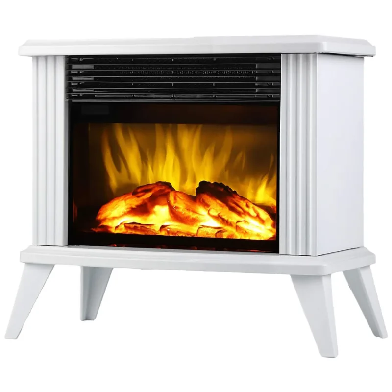Aquecedor Mini Lareira Eletrica Com Controle Remoto E Chamas 3d Ajustavel, Branca, 110v, Donyer Power, Branco