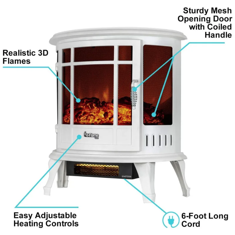 Lareira Eletrica Com Chamas 3d Ajustavel, Branca, 110v, E Flame Usa Ef Fs2213w, Branco