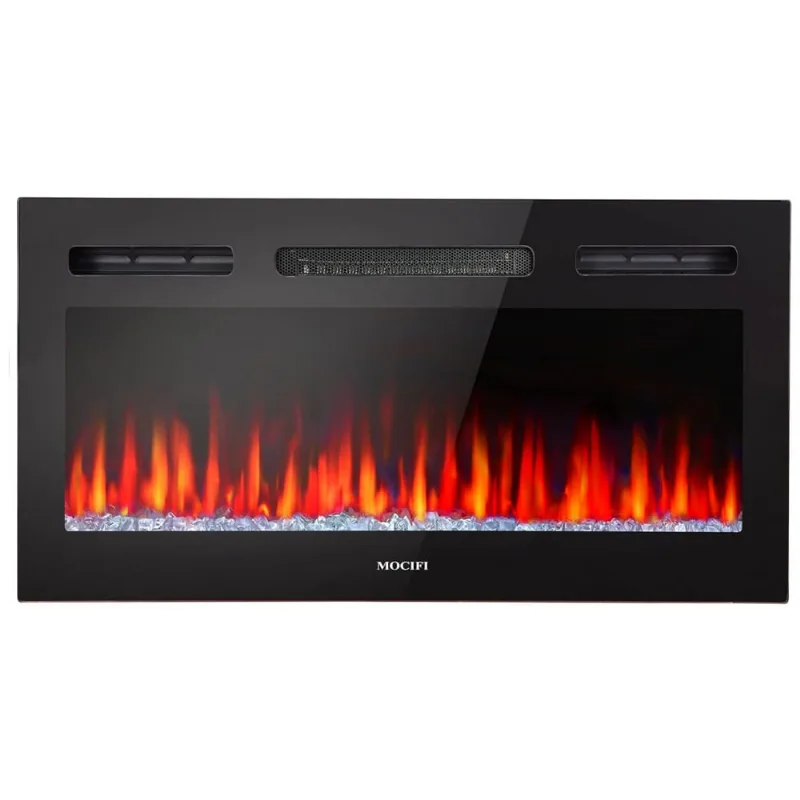 Lareira Eletrica De Embutir A42x80l, Controle Remoto E Brilho De Chamas Ajustaveis, 1500w, 110v, Mocifi Mf31 21a, Preto