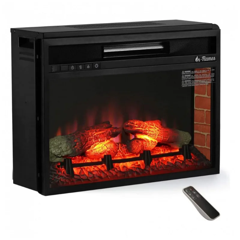 Lareira Eletrica De Embutir A44x68l, Com Controle Remoto Termostato Ajustavel, 110v, Turbro Inf26, Preto