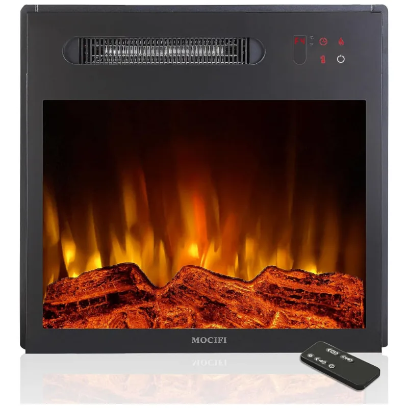 Lareira Elétrica De Embutir A42x48l, Com Controle Remoto Chamas Ajustáveis, 1000w, 110v, Mocifi F18 17lt, Preto