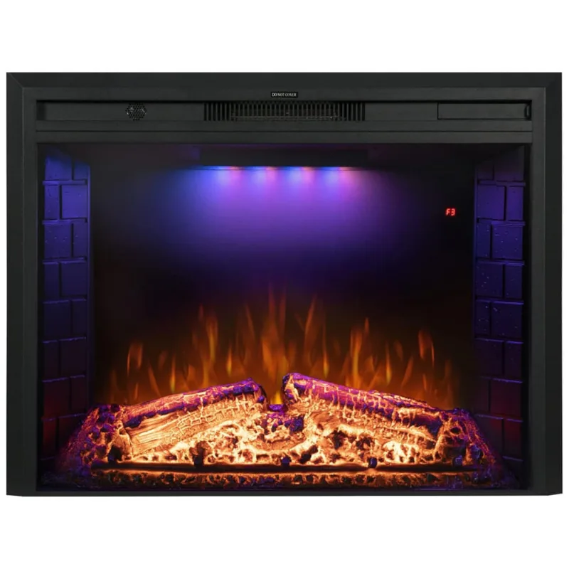 Lareira Eletrica De Embutir A69x91l, Com Controle Remoto Chamas Ajustaveis E Luz De Led, 1500w, 110v, Benrocks, Preto