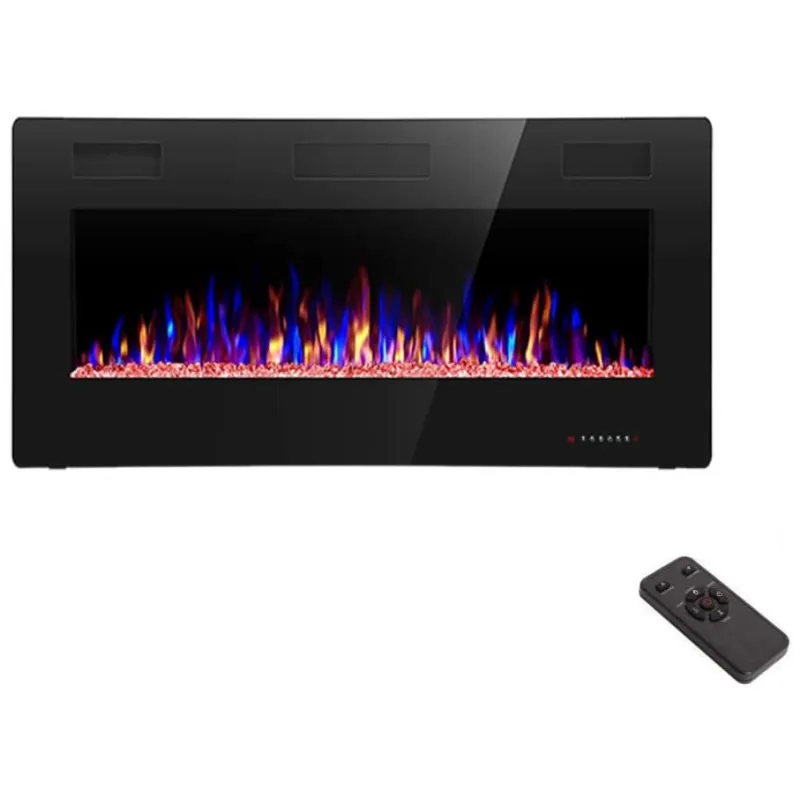 Lareira Eletrica De Embutir A45x91l, Com Controle Remoto E Luz De Led Tela Sensivel Ao Toque, 500w, 110v, R.w.flame 1, Preto