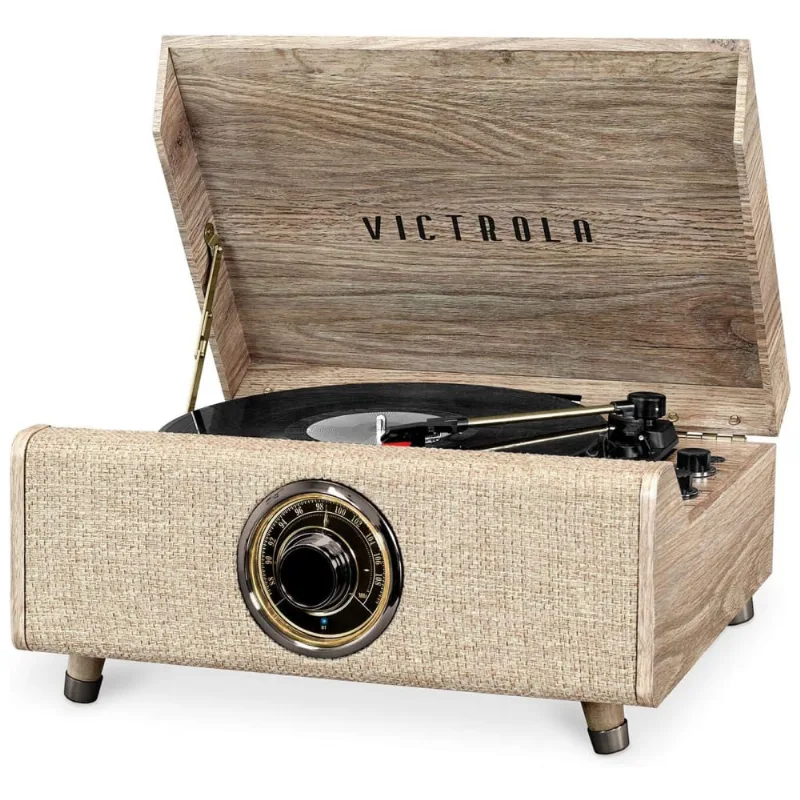 Vitrola Toca Discos Retro S Vitrola, 3 Velocidades Com Bluetooth, 110v, Victrola Vta 330b Fot, Marrom